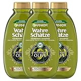 Garnier Wahre Schätze Nährendes Shampoo Mythische Olive; regeneriert ohne zu beschweren, 3 x 250 ml