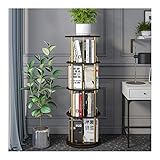 Bücherregale Kreativer, drehender Bücherregal Holzpartitionen und goldene Metallrohre Buchregal Einfache Boden-to-Decke runde Bücherregal, sparen Sie Platz Bücherregal (Color : Black Walnut, Size :