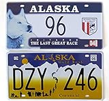 OPO 10 - Set mit 2 USA-Auto-LIZENZPLATTEN aus Metall - Nachbildungen von echten amerikanischen Alaska-Platten