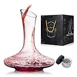 Weinkaraffe Set, Weinbelüfter,100% Mundgeblasenes bleifreies Kristallglas mit Reinigungsperlen,Weindekanter und Wein Dekantierer, Weingeschenk mit Luxusverpackung,Weinzubehör (1200ML)