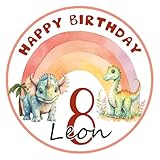 Tortenaufleger Muffinaufleger - DINOS - REGENBOGEN für Mädchen oder Jungen | Geburtstag - Taufe | Fondant, Oblate, Dekorpapier | PERSONALISIERT & VORGESTANZT