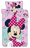 Disney Minnie Maus Pink Baby Bettwäsche Set 100x135 Bettdecke + 40x60 cm Kopfkissen, 100% Baumwolle mit Reißverschluss