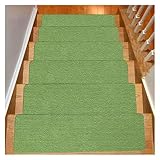 Stufenmatten 76x20cm Non-Slip Solid Staircase Treads Carpet Indoor Rug for Wooden Steps Stair Anti-Skid Floor Mat for Kids Pets Safe FüR Treppen(5PCS-Green)