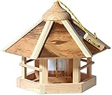 dobar 21391e Vogelfutterhaus 'Camouflage' Vogelfutterstation aus Holz - Vogelhaus zum Hängen - inkl. Futtersilo - Kompakte Vogelvilla - 35 x 35 x 29 cm - Natur-Geflammt