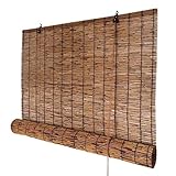 Natur Bambus-Rollo, 90% UV-Block Fenster Raffrollos, wasserdichte Bambus Jalousien 150 120 100 170 190 240cm Ideal für Balkon/Terrasse/Garten Sichtschutz Rollo Bambus, Einfache Montage