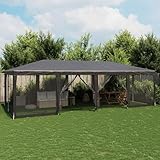 Partyzelt mit 12 Mesh-Seitenteilen Anthrazit 8x4 m HDPE, ShGaxin Pavillon, Faltpavillon, Canopy, Gartenpavillon, Rennzelt, Partyzelt, Arbeitszelt, Canopy Tent - 4010074