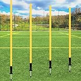 Rainmae Slalomstangen Fussball Set Slalom Poles 4 Slalom Stangen mit Federgelenk Sprunghafte für Koordinationstraining, Slalom, Fußball, Hundesport Gelb 150 cm