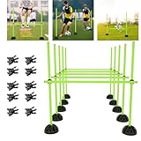 TATIVALO Hürden Slalomstangen Agility-Training Set - Hürden und Slalomstangen für Sport, Fitness, Koordinationstraining und Agilität 15 Stangen - 100 cm, 10er Standfüße und 10 Clips, Grün