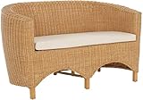 Rattan-Sofa 2-Sitzer Club inkl. Sitzpolster Beige, Couch aus echtem Rattan (Honig - Gelb)