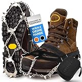 Premium Steigeisen für Bergschuhe mit 19 Spikes - Profi Anti-Rutsch Schuhkrallen für Schnee & EIS - Winter Grödel Spikes für Schuhe - Schuh-Ketten zum Wandern - Grödeln Eisspikes