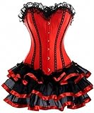 KUOSE Moulin Rouge Gothic Corsagenkleid Korsett Spitenrock Übergrößen S-6XL, Rot, EUR(48-50)6XL