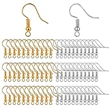 Belerry 400 Stück Edelstahl Ohrringhaken, Französische Ohrringhaken, Spule und Ball Stil Nickel-Free Ohr Drähte für DIY Ohrring Machen, Farben mit Silber und Gold