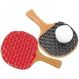 BELLIFFY Miniatur Tischtennis Set 3 Teiliges Modellbausatz Mit Holzschlägern Und Mini Tischtennis Bällen Für Kreative Mikro Landschafts Dekoration Ideal Für Sammler Und