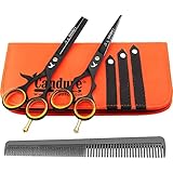 Candure Friseurschere Haarschneideschere Set Professionelles Haarscheren 5.5' Rostfreier Stahl Friseurschere Effilierschere mit Kamm Für Männer, Frauen und Kinder