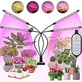 MiMiya Pflanzenlampe LED Vollspektrum 80LEDs Grow Lampe Pflanzenleuchte Pflanzenlicht mit 4 Heads Pflanzen LED Pflanzen Licht Wachstumslampe mit Zeitschaltuhr 5 Modi 6 Lichtstärken