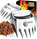 Fleischkrallen Fleischzerkleinerer Zum Grillen - Perfekt zerkleinertes Fleisch, Die Bärenkrallen Die Sie Brauchen - Beste Pulled Pork Meat Claws x 2 Für Barbeque, Smoker, Grill (Robustes Metall)