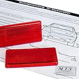 Reflektoren rot 2 Stück Set Rückstrahler Katzenaugen KFZ PKW Auto Anhänger Motorrad selbstklebend eckig mit e-Prüfzeichen f. schwarze Heckleuchten Rückleuchten TÜV 68x31mm inkl. Montageanleitung