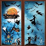 heekpek Halloween Fensterbilder Statisch Deko Aufkleber Halloween Selbstklebend Wiederverwendbar Ablösbar Halloween Fensteraufkleber Glas Halloween Dekorationen Doppelseitiger Druck