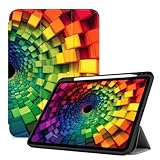 Hülle Für Ipad Mini 6. Generation Hülle (8,3 Zoll) Hülle 2021 A2568/A2569 Folio Trifold Case Premium Lederbezug Leicht, Bunte Spiralpixel