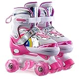 Sumeber Rollschuhe Kinder Verstellbar Rollschuhe mit Leuchtenden Rädern Roller Skates für Mädchen Unisex Outdoor/Indoor Inliner Skates für Kinder Anfänger Geburtstagsgeschenk