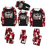 IQYU Family Weihnachts Sleepwear Schlafshirt Familie Weihnachten Pyjamas Set Roter Weihnachtspyjama Weihnachtsoutfit Baby Xmas Nightwear Neujahr Zweiteiliger für Vater, Mutter, Kinder 02