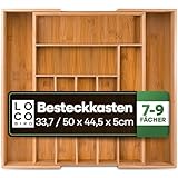 Loco Bird Besteckkasten für Schubladen aus Bambus - verstellbarer Schubladen Organizer Küche - Besteckeinsatz für Schubladen - Schubladeneinsatz Küche - Besteck Organizer - Küchenschubladen Organizer