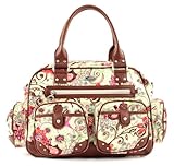 Oilily Tropical Birds Carry All Off white OCB9102-0201, Damen Henkeltasche, weiss-braun, (201), 40x16x29