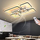 LED Fan Deckenventilator Mit Lampe Fan Deckenlampe Dimmbar 138W Ventilator-Deckenleuchte Neuer Doppelventilator Design Modern Esstisch Wohnzimmer Schlafzimmer Fan Beleuchtung,Mit Fernbedienung,Schwarz