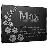 mtb more energy Gedenktafel Grabstein Schiefertafel - Pfotenweg ''Hunde'' - personalisierbar - 20x15 cm - Grabplatte Haustier Hund