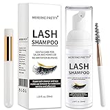 Wimpernverlängerung Shampoo 50 ml + Pinsel - Augenlid Schaumreiniger - Sensitive Paraben- und Sulfatfrei - Wimpernwaschung und Wimpernbad für Extensions - Salongebrauch und Haushaltspflege