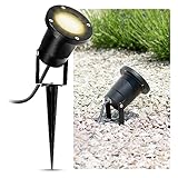 SSC-LUXon LED Gartenstrahler mit Erdspieß für außen in schwarz Gartenleuchte Kopf schwenkbar mit 3W GU10 LED Lichtfarbe warmweiß