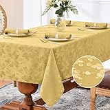 Romanstile Tischdecke 80x80 cm Mitteldecke Silvester Gold abwaschbar Weihnachten quadratisch Luxuriös Jacquard-Damast wasserabweisend Festliche Tischtuch Table Cloth für Geburtstag,Feste,Party