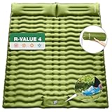Luxtude Isomatte 2 Personen 200x140cm, Luftmatratze Selbstaufblasend Outdoor, Ultraleicht Camping Matratze Kleines Packmass, Wasserdicht Faltbar Schlafmatten mit Kissen, Fußpumpe Aufblasbare