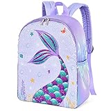 WERNNSAI Schulrucksack für Kinder - Pailletten Meerjungfrau Kinderrucksäcke für Mädchen 15 Inch Vorschule Kindergarten Grundschule Wandern Reise Rucksäcke Laptoprucksäcke Daypacks Schultaschen