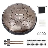 Rayzm Stahlzungentrommel,Steel Tongue Drum, 6 Zoll 11 Noten Handpan Tank Drum Kit, D-Dur Zungentrommel Schlagzeug Instrument