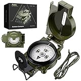 Anbte Kompass Militär mit Klinometer Aluminiumlegierung 110g Ultraleicht Marschkompass Professioneller Navigation Compass mit Tragetasche Wasserdichter für Jagd Camping Wandern (Armeegrün)