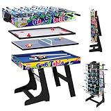 Tischkicker 4 In 1 HLC Multifunktionstisch kickertisch Kinder Fußball Billard Tischtennis AirHockey Spieltisch 1,2 m