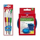 FABER-CASTELL 205074 - Malset mit Wasserbecher und Pinsel, 5-teilig, für Schule und Freizeit