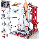 Space Shuttle Bauspielzeug, 855 Stücke Raumschiff-Bauset City Space Rakete Schiff Spielzeug mit Launch Control Center, STEM-Astronaut-Rollenspiel für Kinder im Alter von 6 8 9 10 11 12+ Jungen Mädchen