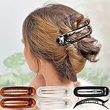 RC ROCHE 6 Stück Ovale Haarspange für Damen Eiförmig Entenschnabel Haarklammer Französisch Mode Fester Halt Stylisch mit Pin Halterung, Medium Transparent, Braun, Schwarz