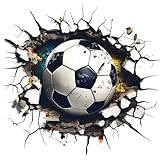 aupawdy 3D Fussball Wandtattoo, Fußball Wandtattoo Selbstklebende Durchbruch Poster Junge Fußball Teenager Sport Wand Deko für Jugendzimmer Schlafzimmer