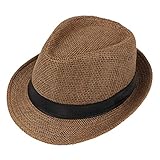 JOYKK Kinder Strohhut Sommer Strand Jazz Panama Trilby Fedora Hut Gangster Mütze Outdoor Breathable Hüte Mädchen Jungen Sonnenhut - G # Braun