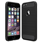 Anjoo Kompatibel für iPhone 6/6s Hülle, Carbon Fiber Texture-Inner Shock Resistant-Weich und Flexibel TPU Cover Case für iPhone 6 iPhone 6s, Schwarz - 4.7 Zoll