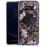 DeinDesign Slim Case extra dünn kompatibel mit Samsung Galaxy S8 Plus Silikon Handyhülle transparent Hülle Vintage Blume Lila