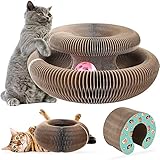 Leikurvo Katzen Kratzbrett, Kratzpappe für Katzen Katzenspielzeug Rund Bett, 2-in-1 Cat Kratzbrett mit Glöckchen Magic Cat Scratching Board Faltbares Langlebige Wellpappe Kratzpappe