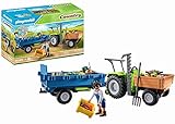 PLAYMOBIL Country 71249 Traktor mit Hänger inkl. Transportboxen, Grüner Trecker für den Bio-Bauernhof, Nachhaltiges Spielzeug für Kinder ab 4 Jahren