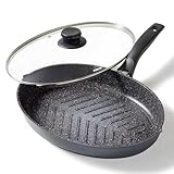 STONELINE XXL Pfanne Oval Fischpfanne Schnitzelpfanne 35 x 24 cm, Aluguss Pfanne mit Deckel Induktion geeignet, Grillpfanne Universalpfanne Große Pfanne beschichtet mit echten Steinpartikeln