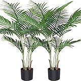 Fopamtri Künstliche Areca Palme 110 cm Künstliche Palme, 10 Zweige, für den Innen- und Außenbereich Moderne Dekoration Faux Pflanze Topffamilie Einweihungsgeschenk (2 Stück)