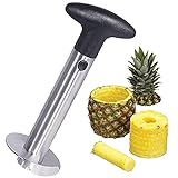 Ananasmesser, Ananasschneider aus Edelstahl, Ananas-Entkerner, Ananasschäler und Entkerner, Einfach und Schnell Ananasschäler für Ananas, Apfel(Schwarz, Silber)