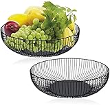 Yesland 2 Stück Obstschale aus Metalldraht Obstkorb Metall, 28 x 15 x 7,6 cm, Schwarz